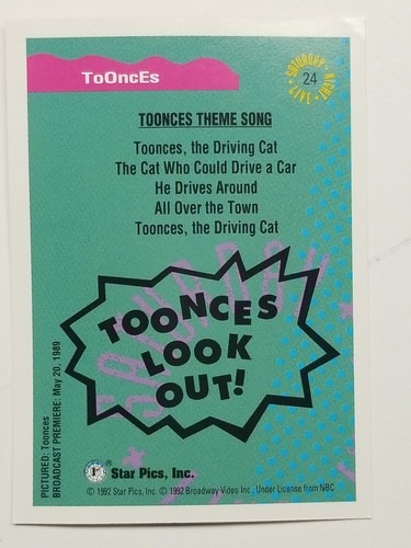 Toonces SNL Card 💥 1992 Saturday Night Live Star Pics # 24 Il gatto che guida - Foto 2 di 2
