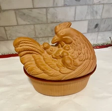 Vintage 1981 Gourmet Topf Terra Cotta Clay Chicken Bakeware Or Tureen.
