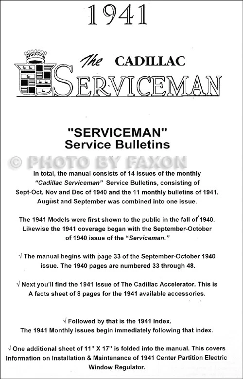 Cadillac Service Bulletins 1941 revisiones manuales de taller Foto 2 de 4