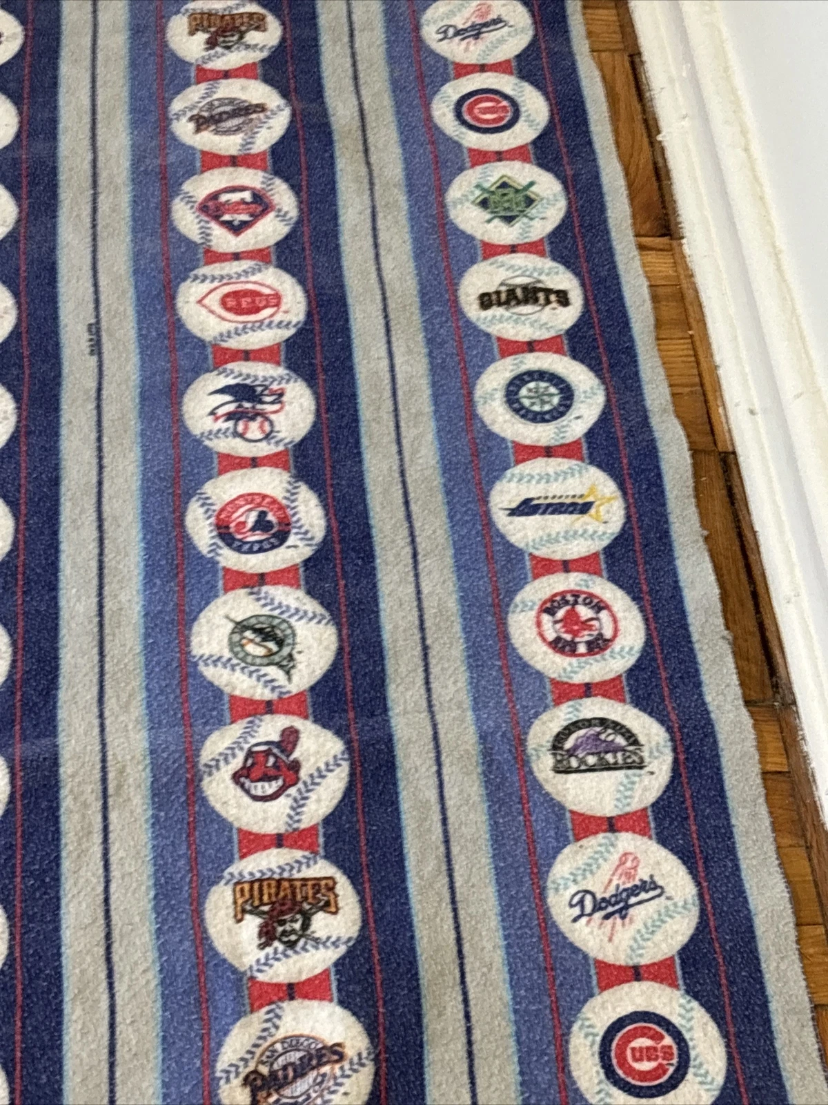 Vintage  Baseball Fleece Blanket Throwback Logos 1998 88 X 72