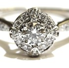 14k white gold .52ct round diamond fancy halo engagement ring 4.2g estate  7.5 — photo 2