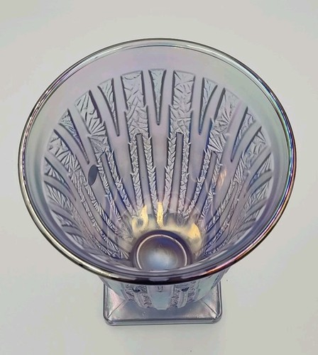 RARE FENTON Verlys Lance Violet Satin Carnival Iridescent Vase 8" T - Picture 8 of 11