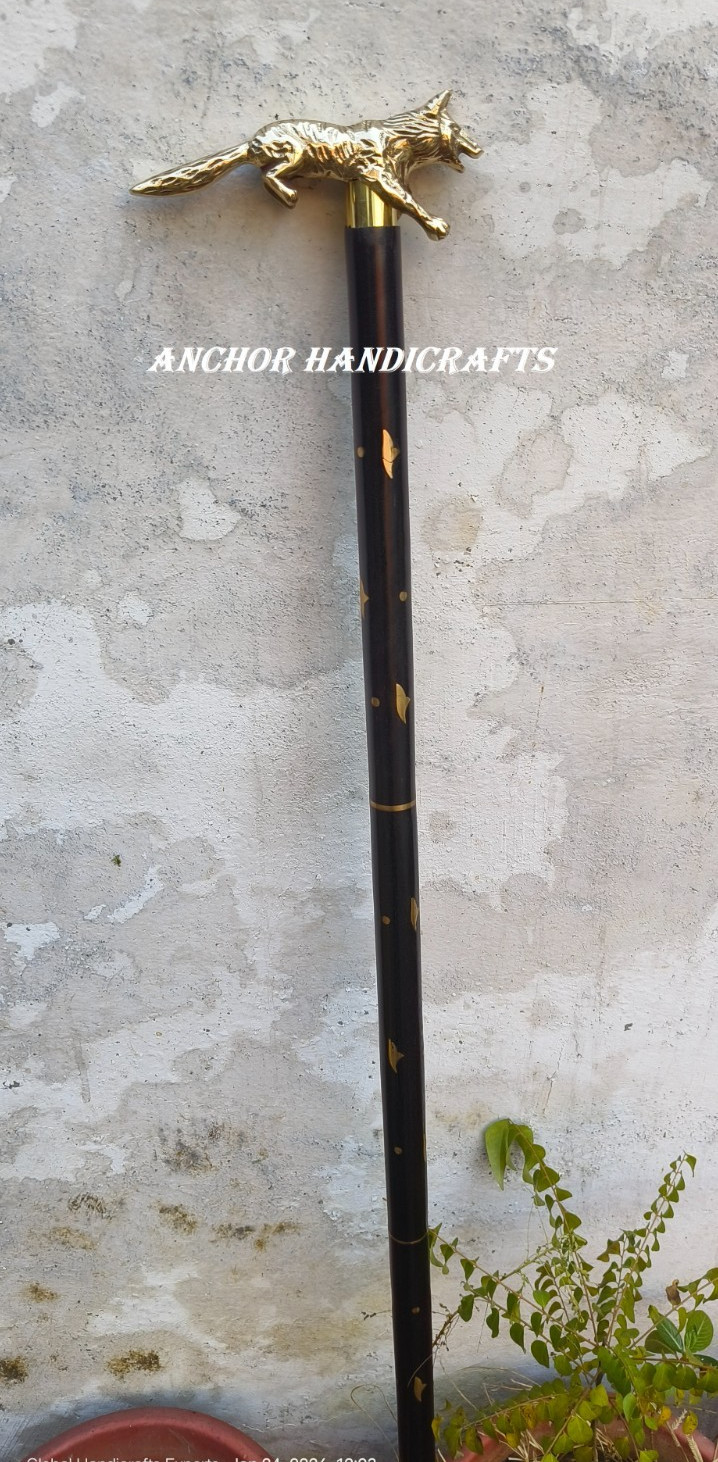 Collectable Handmade Solid Brass FOX handle Black… - image 3