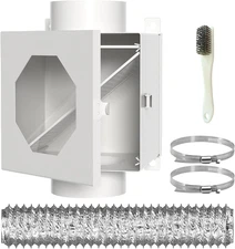 Dryer Duct Lint Trap, Metal Indoor Dryer Vent Box with 4inch 5FT Dryer Vent Hose