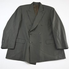Vtg USA Made Double Breasted 46R Olive Green 100% Wool Blazer Jacket Sport Coat