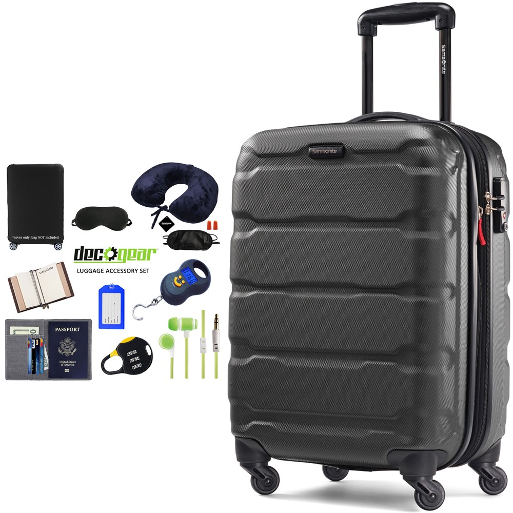 20" Spinner Black + 10pc Luggage Accessory Kit