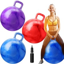 3 Pcs Hopper Ball 25 Inch Outdoor Bouncy Balls with Handles Marbling Color Bo