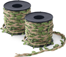 66ft Twine with Small Leaves, 3-ply Natural Jute Twine Leaf String 5mm, Artif...