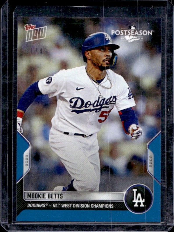 2022 Topps Now Postseason Los Angeles Dodgers Mookie Betts Blue #/49