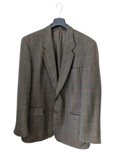 Gent's DAKS London Vintage HOUNDSTOOTH CHECK Green TWEED Jacket Size 44R *VGC*
