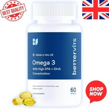 Bettervits Omega 3 Capsules High Strength Omega 3 Fish Oil 60 Capsules
