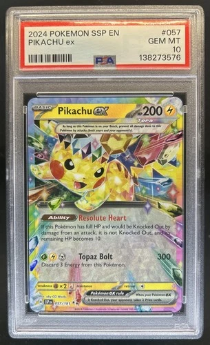 2024 Pokemon Surging Sparks Pikachu Ex #057/191 PSA 10 GEM MINT