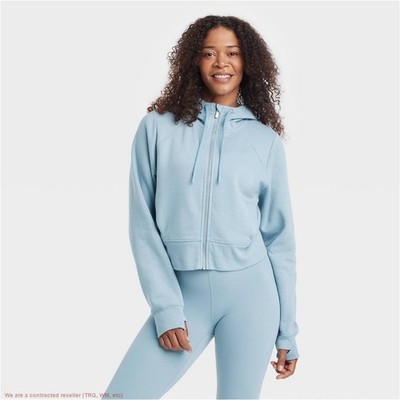 Women's Fleece Full Zip Hooded Sweatshirt Steel Blue Large *SEE DEAL!!!*