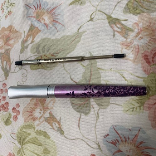Waterman AUDACE Purple/Silver Ballpoint Pen w/ Enchanted Garden Design & Refill - Picture 8 of 11