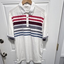 Nike Golf Tour Performance Dri-Fit Striped Polo Shirt White Multicolor Size L