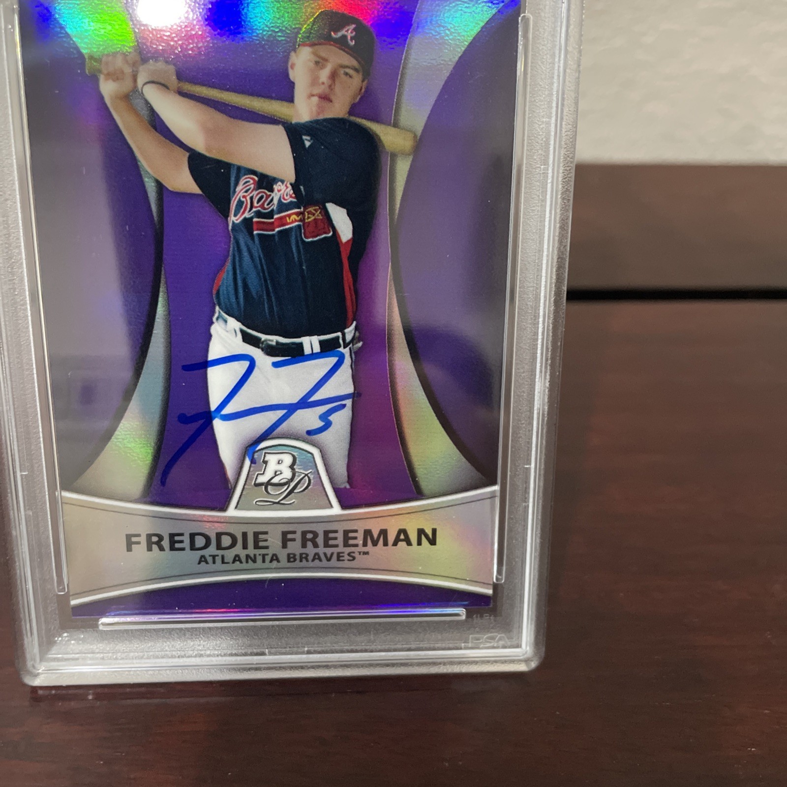 2010 Bowman Platinum Prospects Freddie Freeman Purple Ref Auto PSA 9 Auto 10 view 5