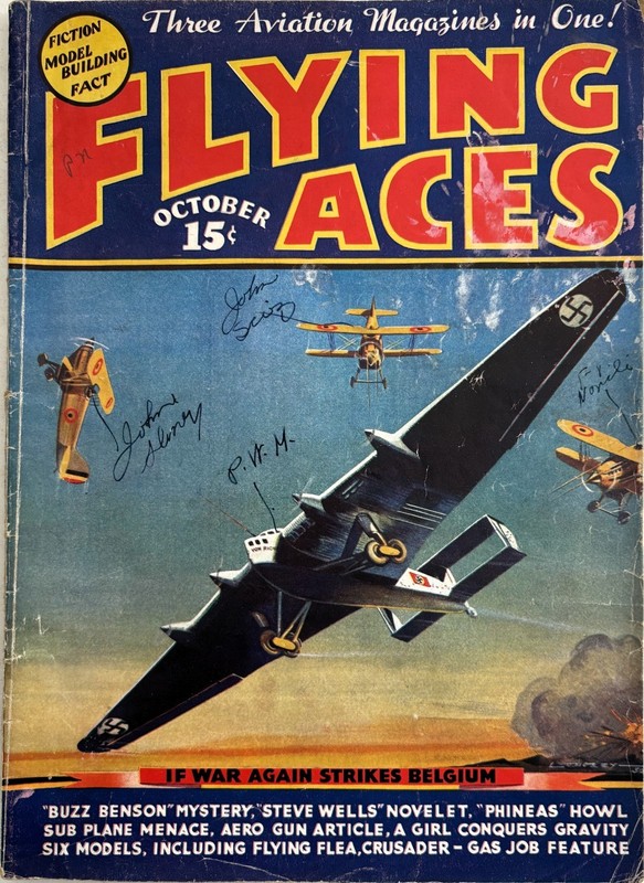 FLYING ACES Magazine, October 1936, Military, Civil & Model Aviation, WW I
