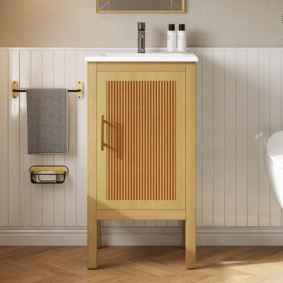 18'' Bathroom Cabinet Small Space Solution with Ceramic Sink Soft-Closing Hinges