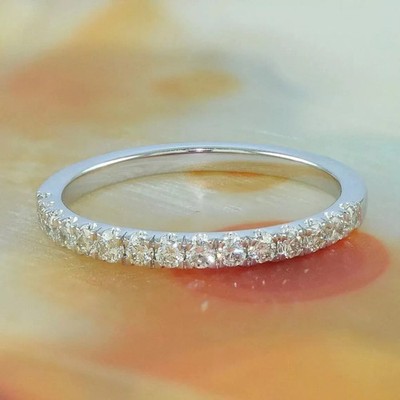 1.5Ct Round Lab-Created Diamond Eternity Wedding Band Ring 14k White Gold Plated