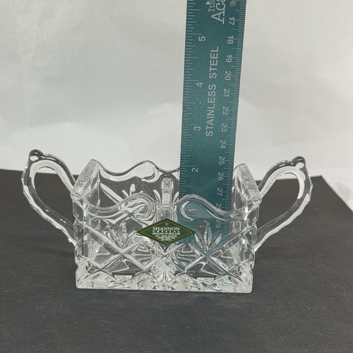 Decorative Shannon Crystal Divided Sugar Packet Dish 2.25" x 6.5" with Handles - Picture 5 of 6