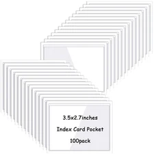 100 Pcs Clear Adhesive Pockets Label Holder 3.5 x 2.75 Inch Plastic Photo
