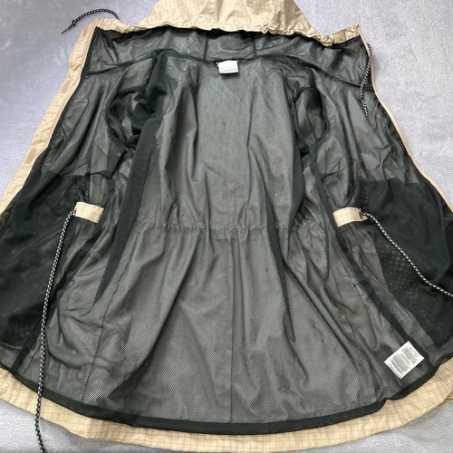 Columbia Hooded Windbreaker Jacket Women's XL Beige Grid Drawstring Waist - Picture 7 of 12