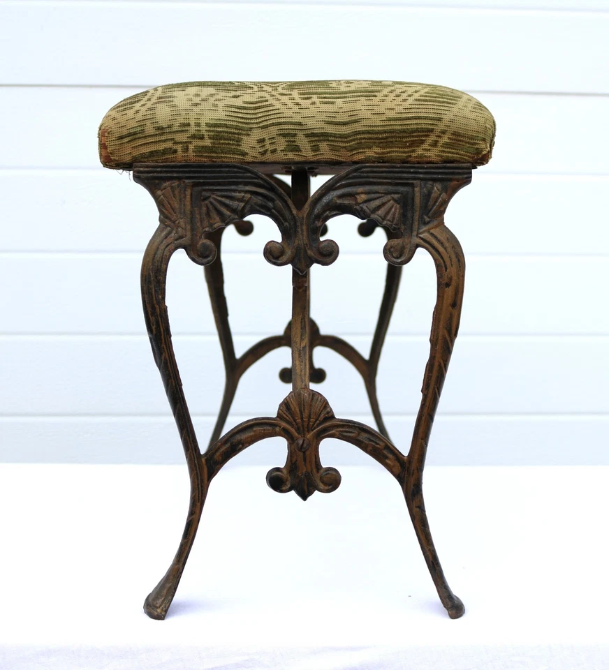 Early 20th Century Antique Art Deco Cast Iron Uph Fireside/Radio Listening Bench - Image 2 of 4