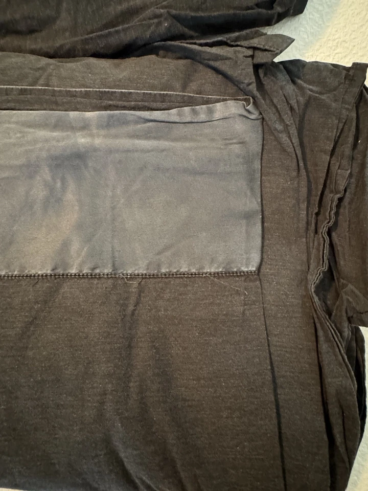 Ralph Lauren Home Collection Queen Sheet Set Charcoal Melange Black Silk Trim 2p - Image 4 of 4