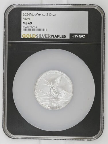 2024Mo Mexico Silver 2 Onza NGC MS 69 LOC CSC7 Libeertad
