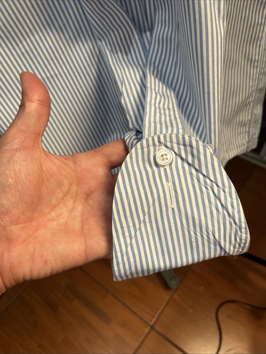 Charvet シャツ 42 16 1/2 made in france CHARVET Made In France Blue White Stripe Dress Shirt Size 42