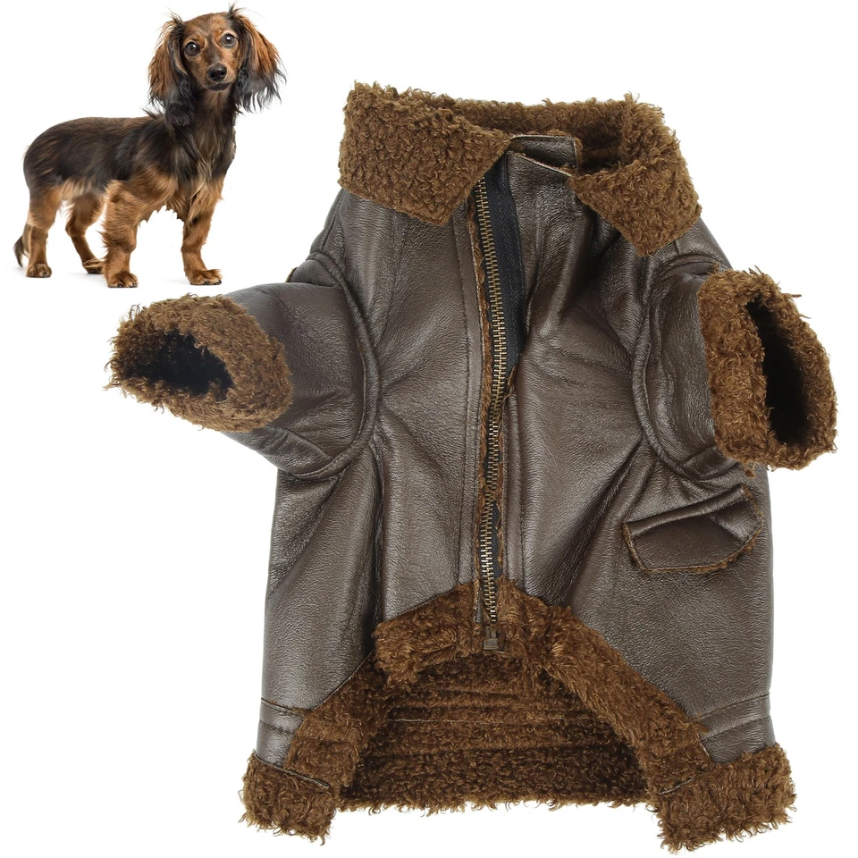 1 Veste En Cuir Pour Chien Chaude Et Élégante Pour L'Hiver - Photo 2/4