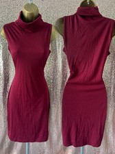 BURGUNDY BODYCON TURTLE NECK DRESS SIZE SMALL - #18