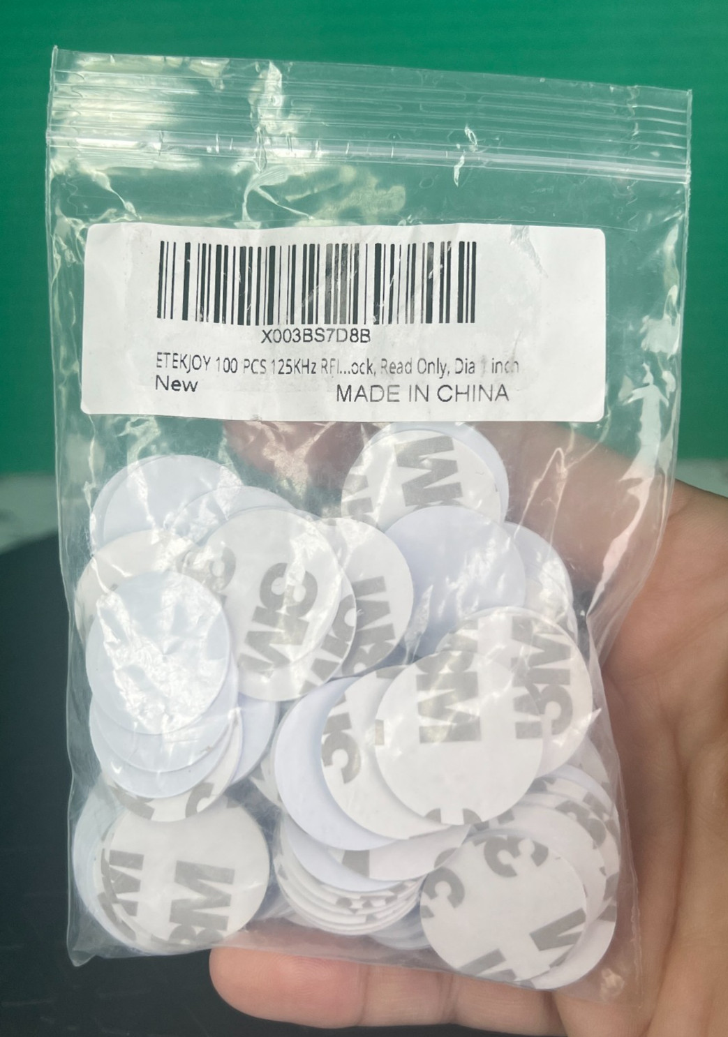 100 Etekjoy 125kHz RFID Proximity Adhesive Sticker Tags 1" Read Only Access Card