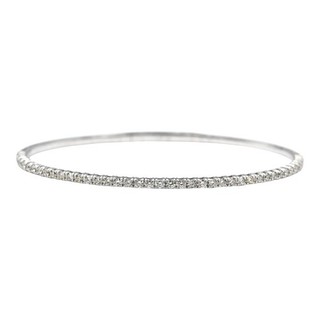 MODERN DESIGNER DIAMOND BANGLE BRACELET .82CTTW 14K WHITE GOLD SIZE 6.75 SIGNED