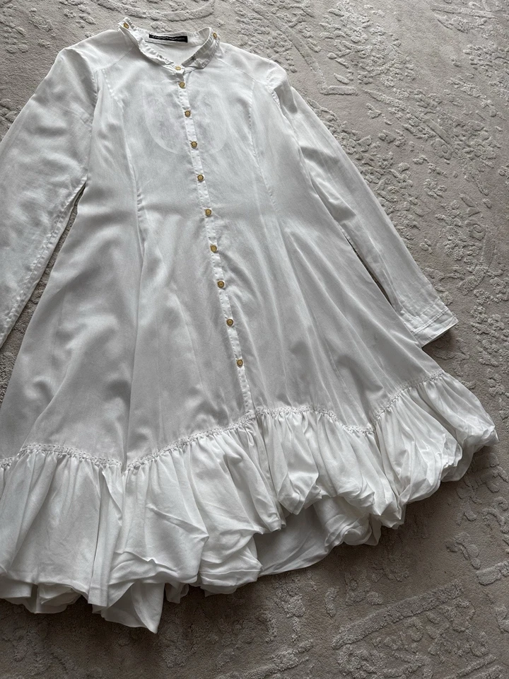 Marithe Francois Girbaud Ladies Avant Garde White Long Sleeve Dress Size M - Image 2 of 4