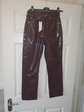 Topshop Burgundy Vinyl Trousers Size 6 New with Tags