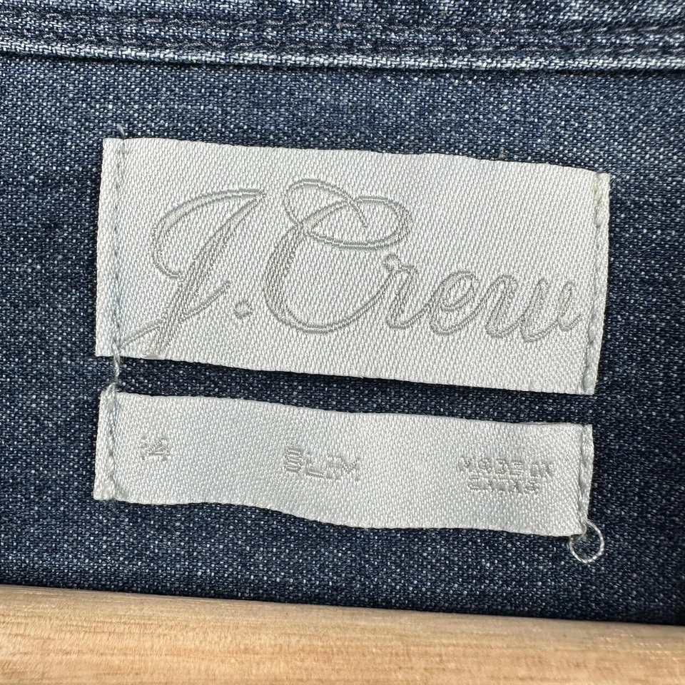 Рубашка женская J.Crew большая синяя джинсовая вестерн жемчуг застежка узкая с длинным рукавом AW206 - Изображение 3 из 4