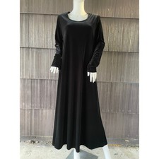 Vintage USA KC Spencer Black Velvet Long Sleeve Maxi Dress Minimalist Whimsigoth