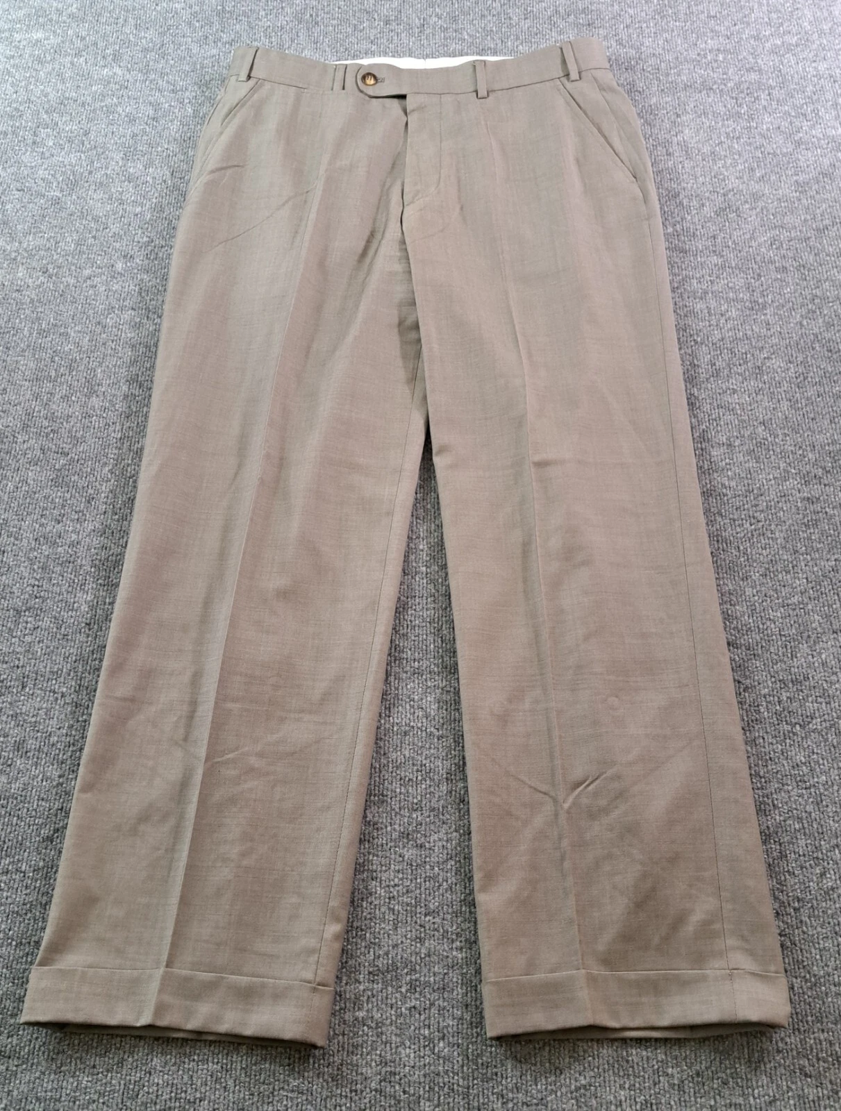 Hiltl Dress Pants Mens Size 34x30 Gray Wool Mid Rise Cuffed Trousers