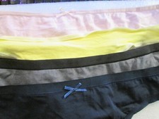 New 4 Ladies Thongs Cotton Panties  Size XL  Pink, Gray, Yellow, Navy Blue  