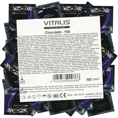 Vitalis PREMIUM Chocolate 100 schwarze Kondome mit Schoko Geschmack, Maxipack