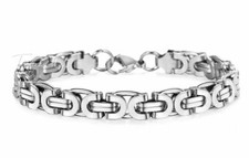 Stainless Steel Flat Byzantine Bracelet 9 inches 9mm