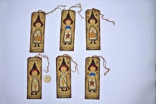 6~Halloween~Primitive~Witch~Linen Cardstock~Gift~Hang~Tags~Ornaments
