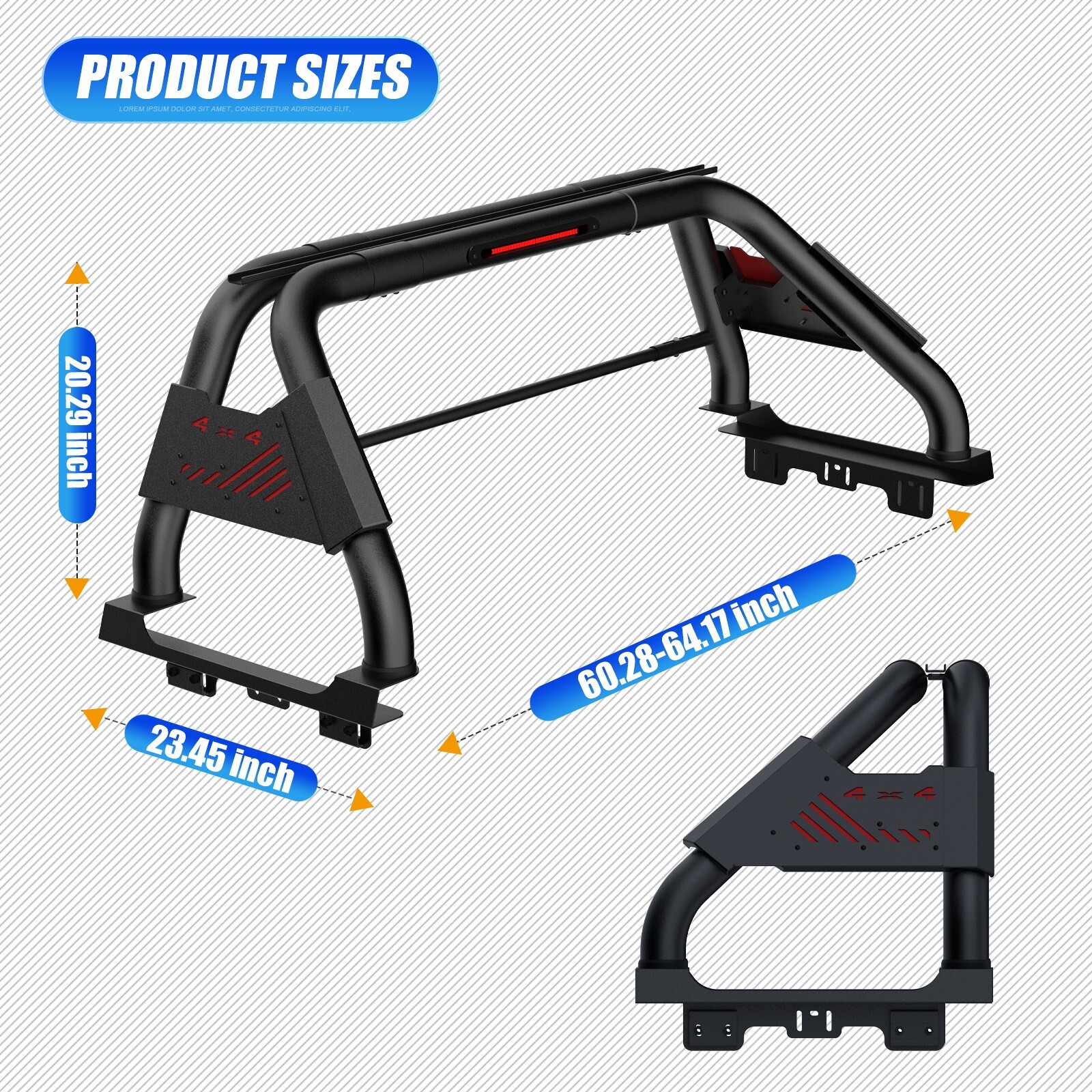 Truck Adjustable Steel Bed Roll Bar for Silverado/Ram/Sierra 1500/Tundra /F-150