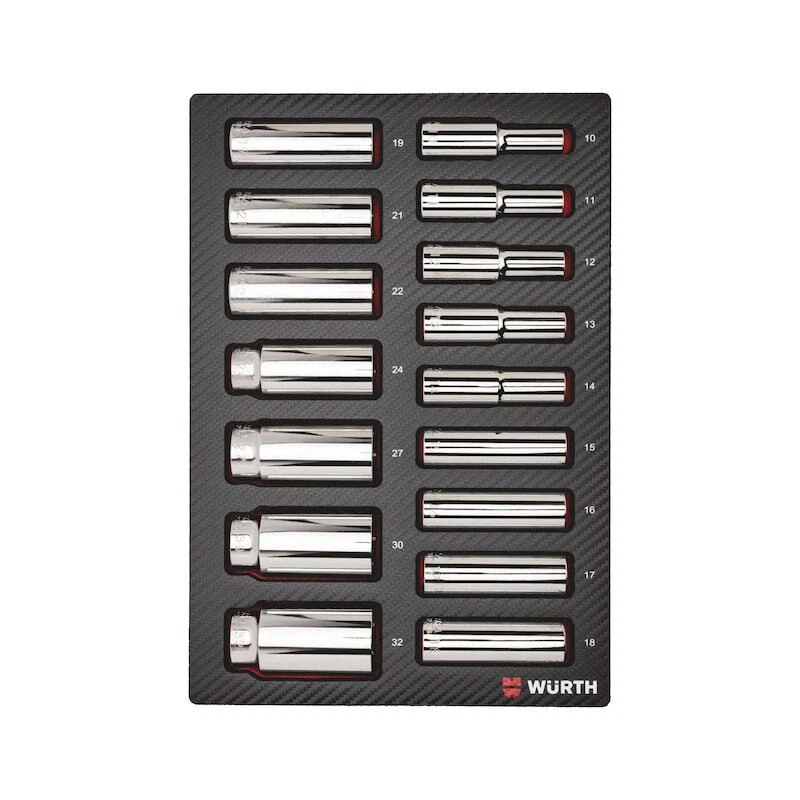 Chiavi a Bussola 1/2 per Carrello Officina Set Tappetino 16pz - WÜRTH 0965905210 - Immagine 4 di 4