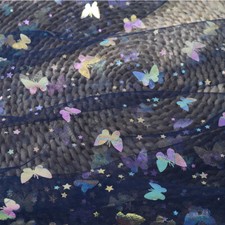 Shiny Butterfly Star Mesh Fabric Tulle Voile DIY Craft Dress Skirt Costume