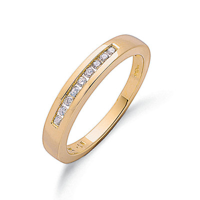 Halb-Ewigkeitsring Diamant 0,15 Karat Rundschliff Kanalbesatz Gelbgold