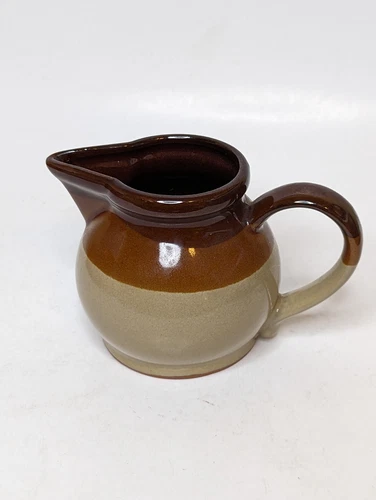 VINTAGE MCCOY POTTERY 3-TONE BROWN CERAMIC CREAMER REPLACEMENT 3.25" SMALL VASE