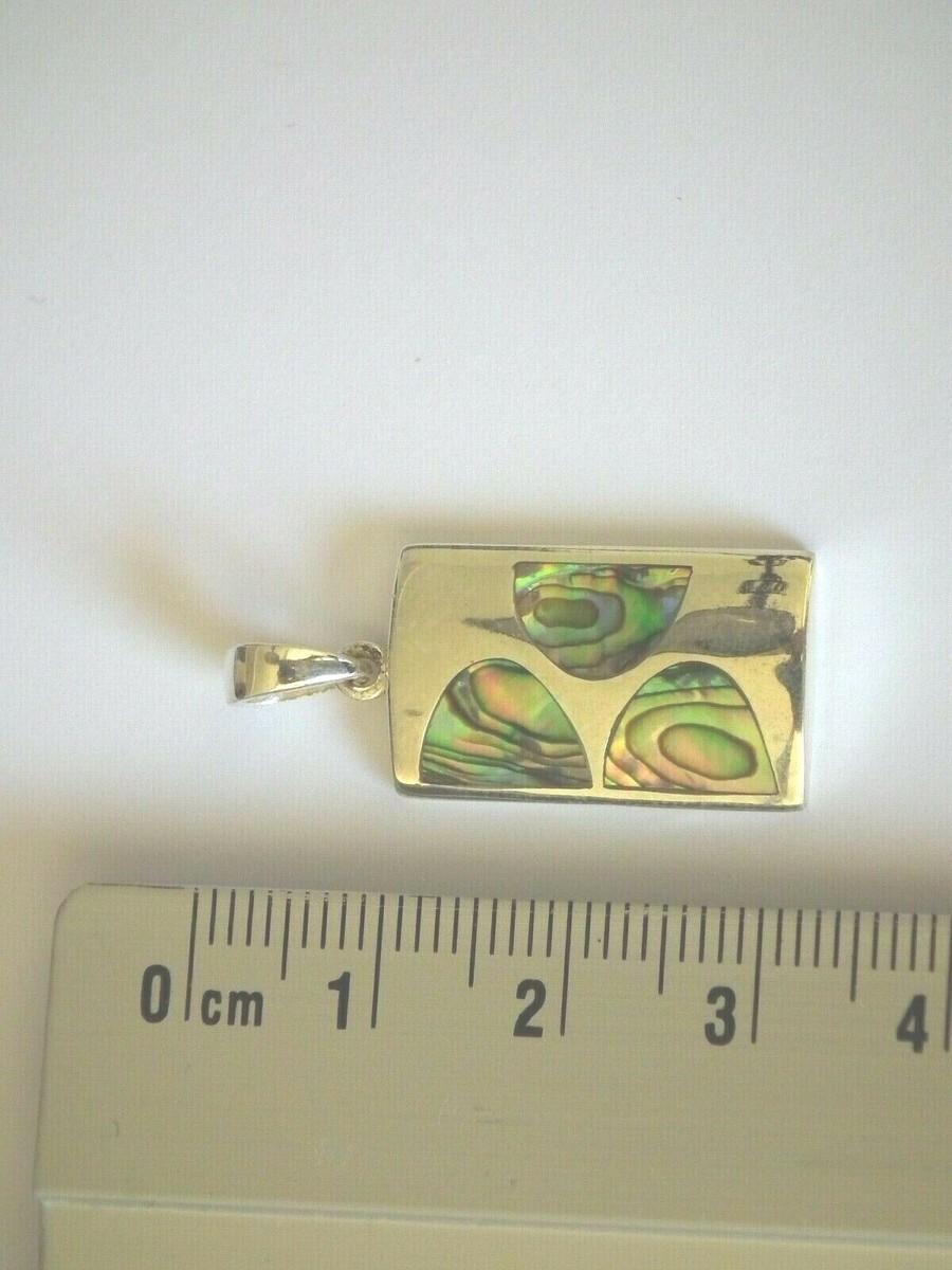 Pendentif Argent 925 - Paua/Abalone Bleu-vert - Poinçonné - Neuf