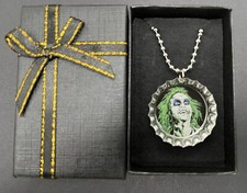 Beetlejuice Inspired Necklace / Trendy Bottle Cap Pendant / Halloween / Gift
